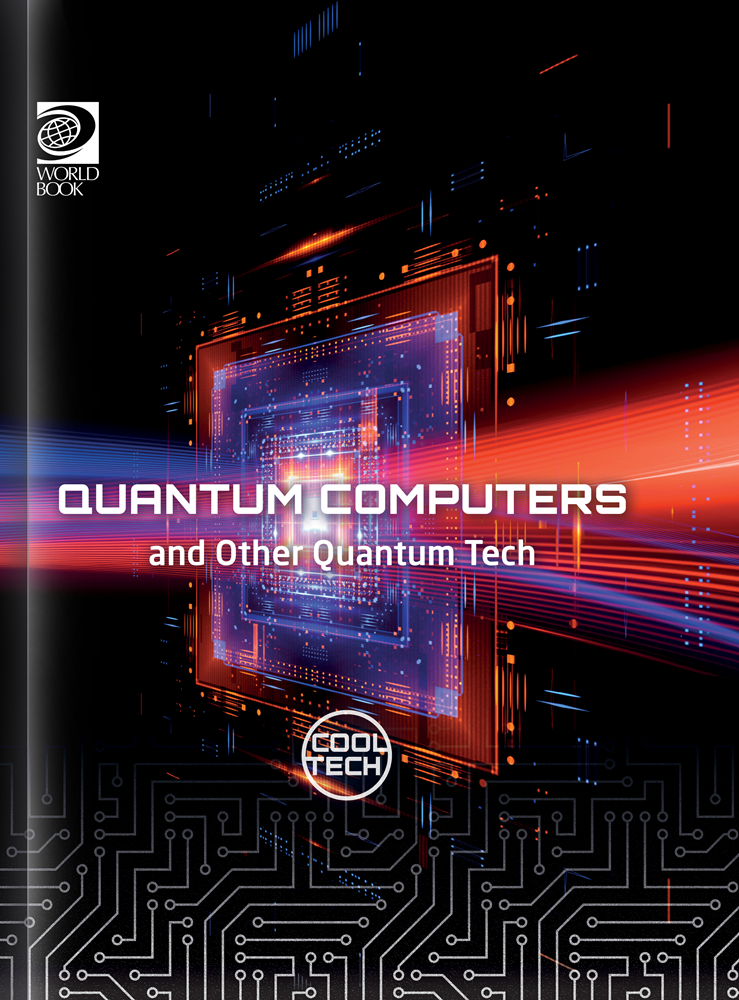 Book cover of 'Quantum Computers and Other Quantum Tech' with a futuristic circuit design on a black background.