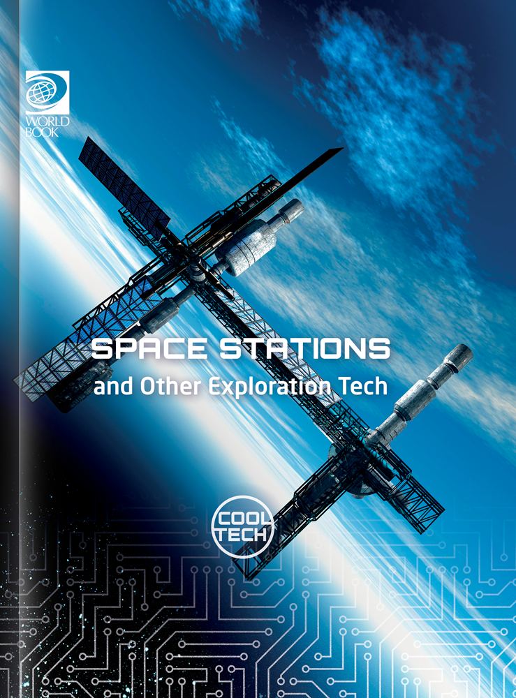 Space station illustration with 'Cool Tech' branding on a blue and gray background