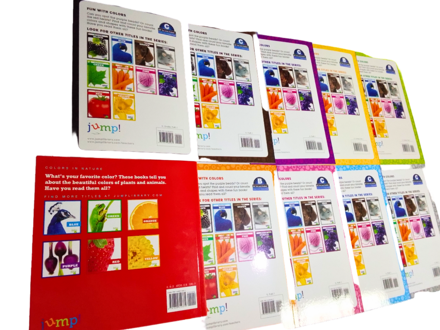 Collection of colorful card packs with product images on a white background