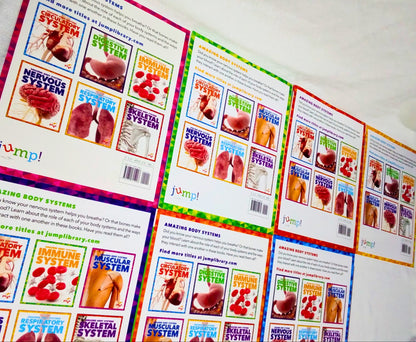 Colorful product packaging with images and text on a white surface