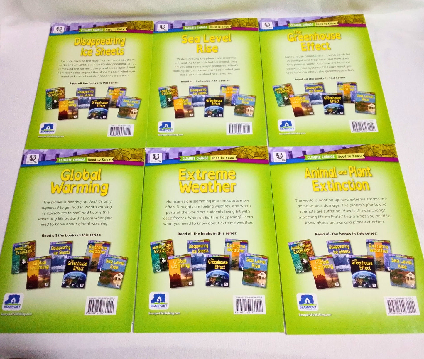 Set of educational books on a white surface