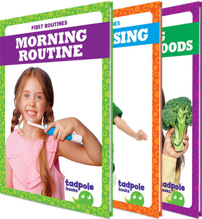 Three children's books from Tadpole Books on a white background