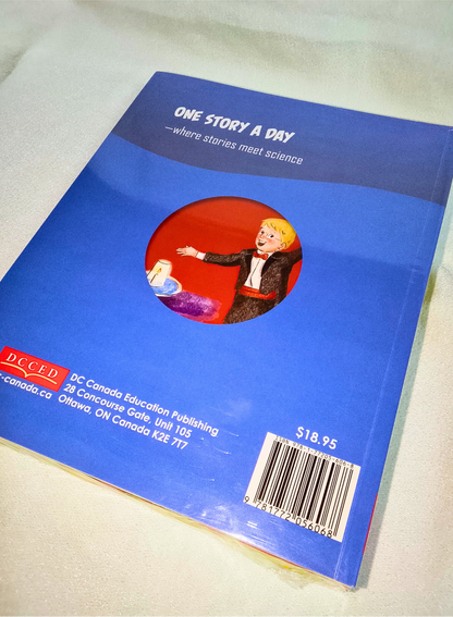 Blue book with a red circle featuring a person and text on a white background