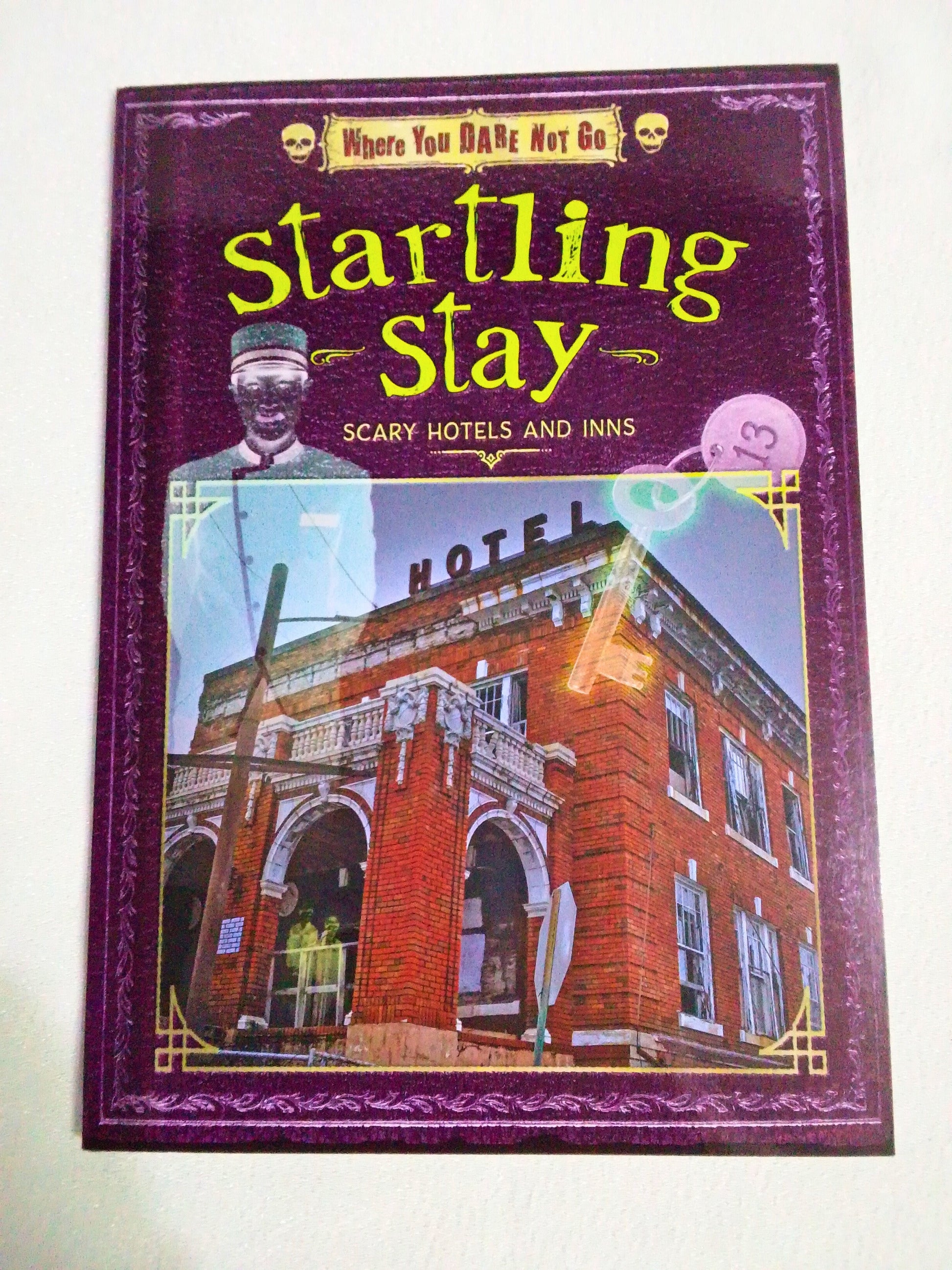 Board game box titled 'Starling Stays' with a purple border and building illustration.