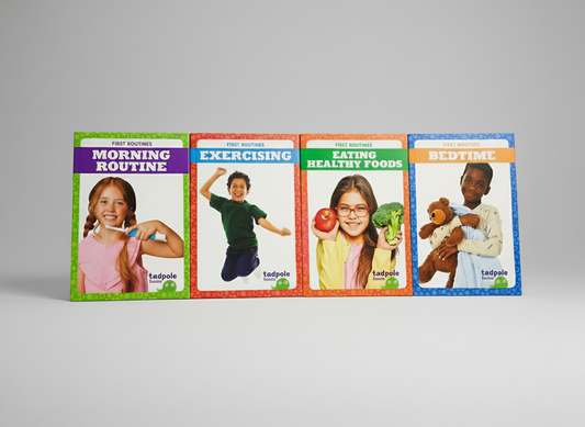 Set of health and fitness educational cards on a white background