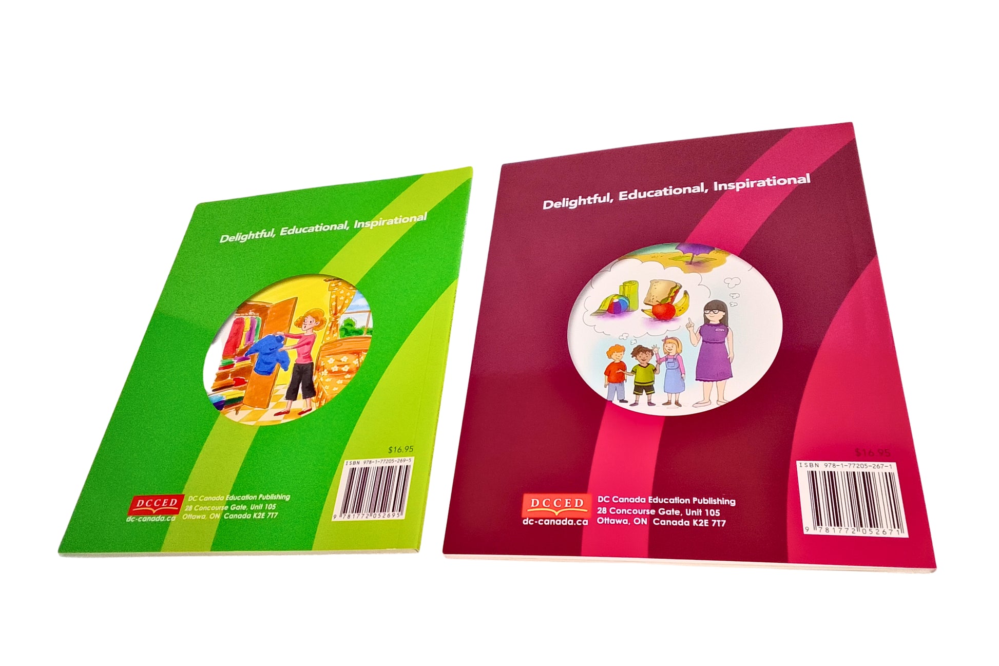 Two educational books with colorful covers on a white background